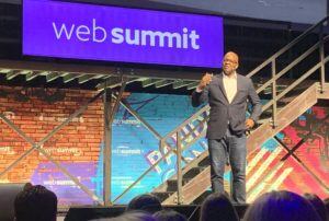 Frank Cooper of Blackrock on stage at Web Summit 2019 is Lisbon